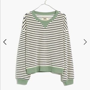 Madewell MWL Velour Crewneck Sweatshirt in Stripe